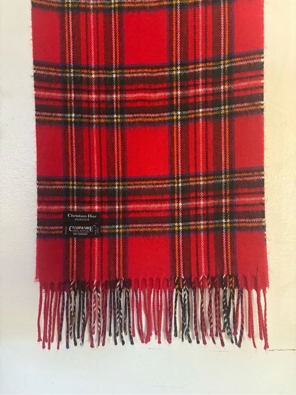 Christian Dior Plaid Cashmaire Acrylic Scarf